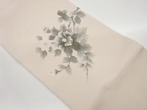 作家物　塩瀬金彩手描き椿模様名古屋帯